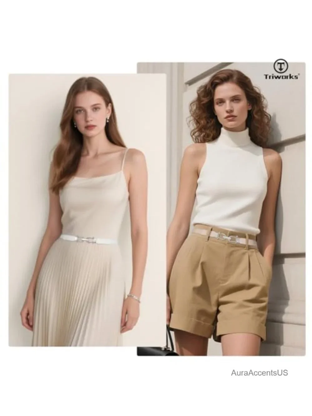 4 Pack Women Skinny Elastic Belts Gold Buckle Stretch Dress Belt Set